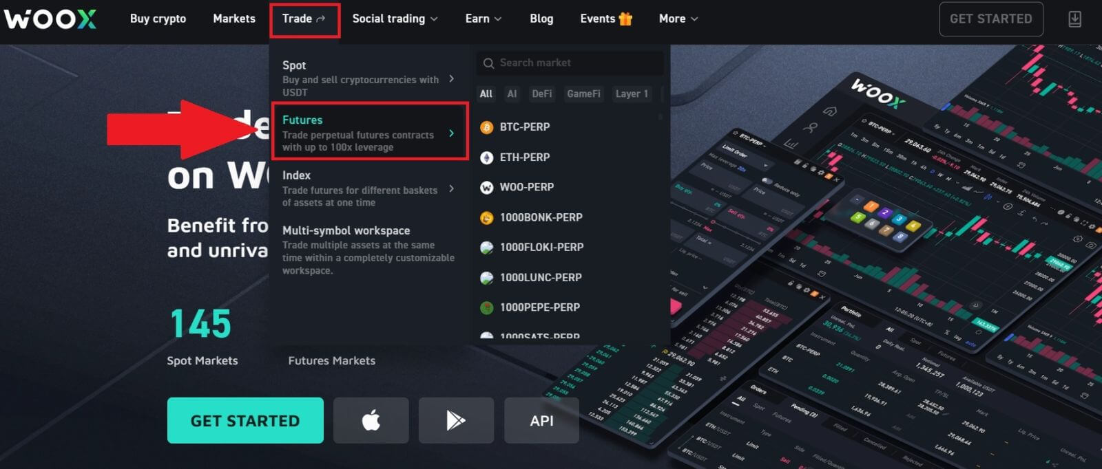 Cómo operar con futuros en WOO X